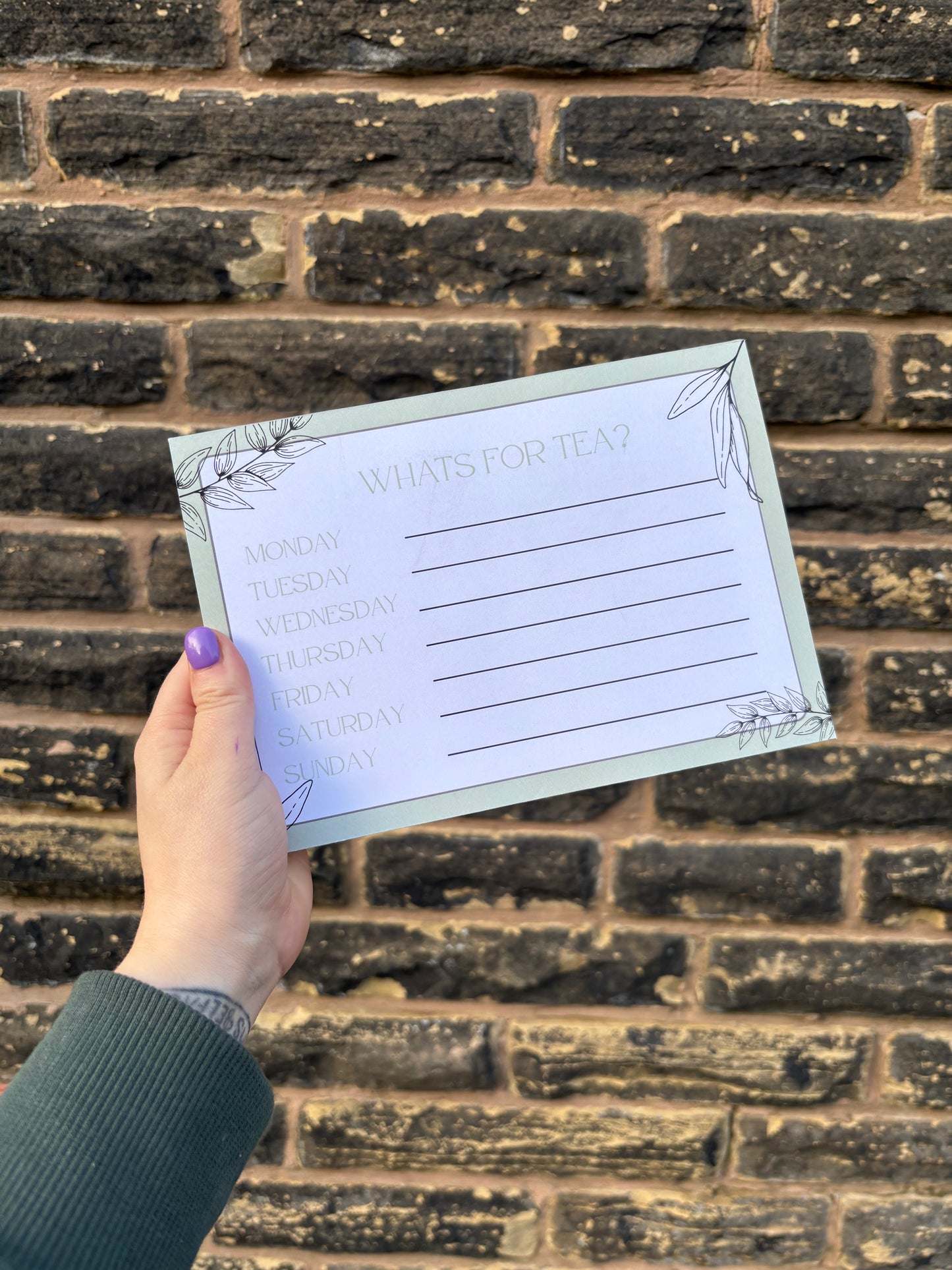 Green A5 'whats for tea' notepad for fridge