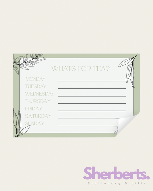 Green A5 'whats for tea' notepad for fridge